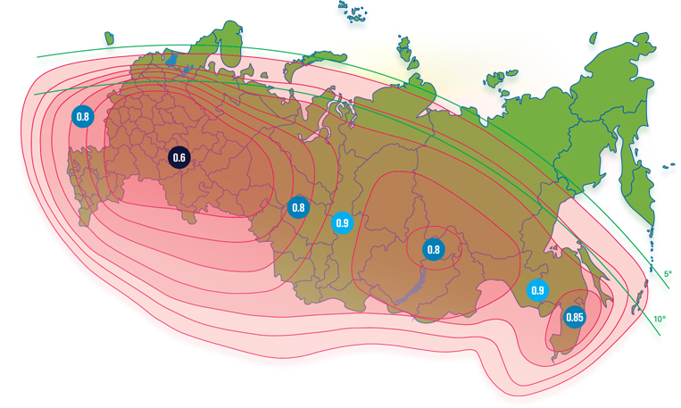 Зона покрытия INTELSAT 15